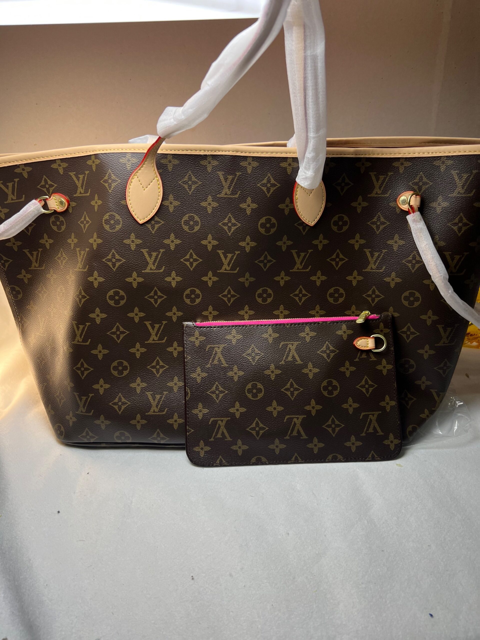LOUIS VUITTON PINK NEVERFULL GM TOTE BAG MONOGRAM CANVAS PIVOINE