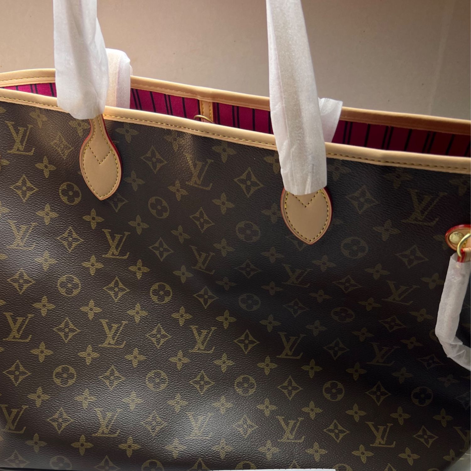 LOUIS VUITTON PINK NEVERFULL GM TOTE BAG MONOGRAM CANVAS PIVOINE