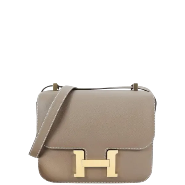 Hermes 18cm Constance Epsom Ck18 Etoupe Rose Gold Hardware