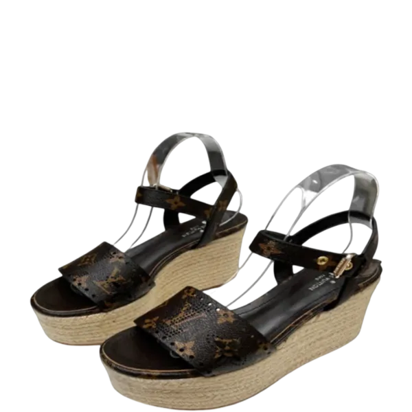 Louis Vuitton Black And Brown Women’s Starboard Wedge Sandal