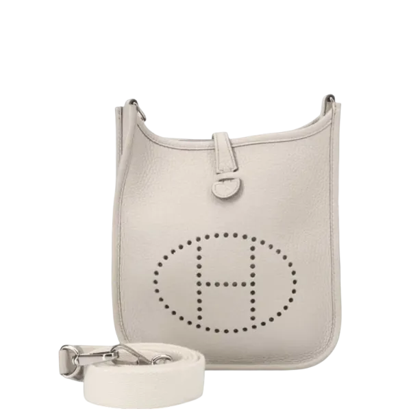 Hermes PM 25cm White Clemence Evelyne