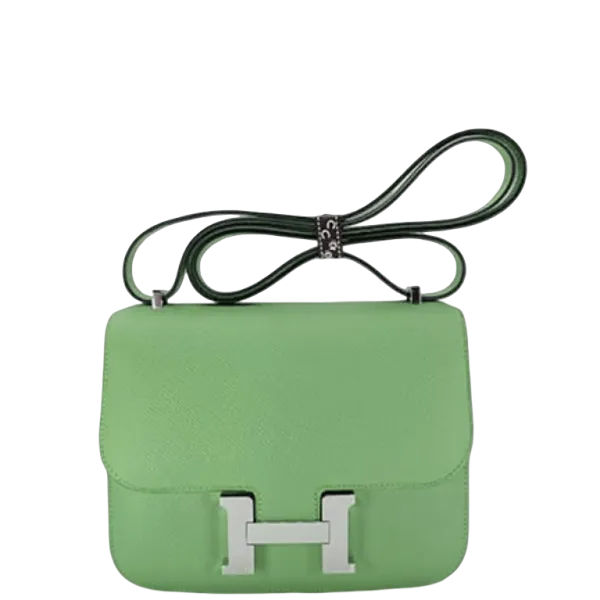 Hermes 18cm Constance Epsom 3i Avocado Green Crocodile & Lizard Buckle