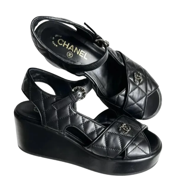 Sandal Chanel Black G39918 Quilted Sandals