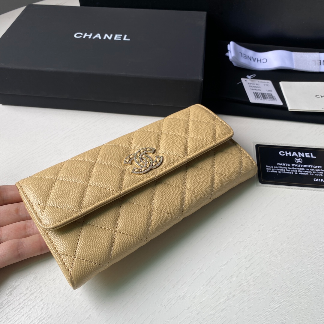 CHANEL LONG FLAP WALLET BEIGE AP0955
