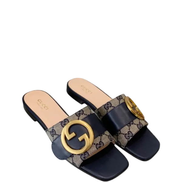 Gucci Blondie Matelasse Canvas Slide Sandal Black