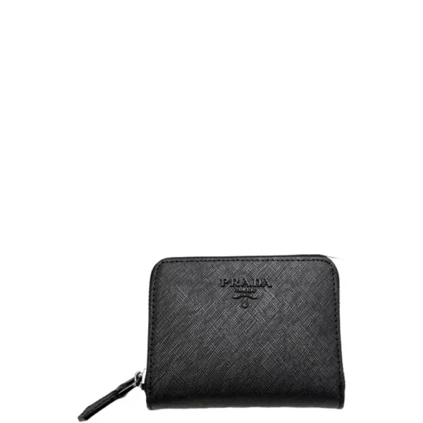 Prada Saffiano Leather Coin Purse Full Black Wallet 10cm 1mm268 Qwa F0016