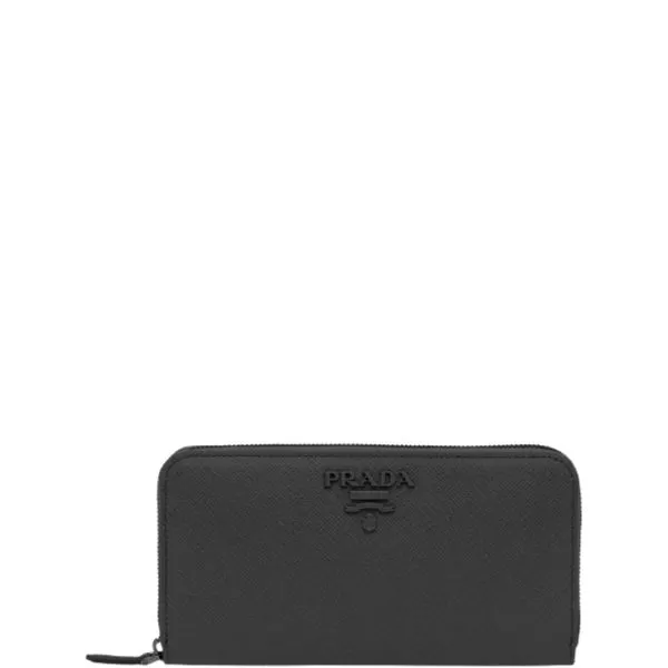 Prada Large Saffiano Leather Wallet Full Black 19cm 1ml506 Qwa F0505
