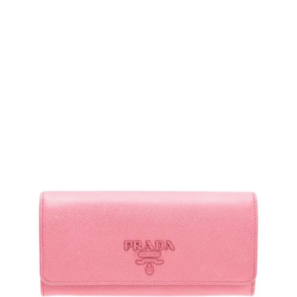 Prada Saffiano Monochrome Flap Long Wallet Full Light Pink 19cm 1mh132 Zlp F061H
