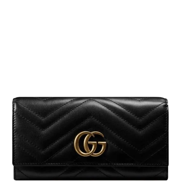 Gucci Marmont Continental Wallet 19cm Black E443436 Dtd1t 1000