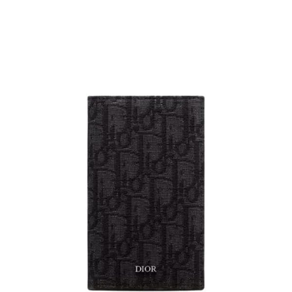 Dior Long Bi Fold Card Holder Black Oblique Jacquard 17.5cm 2esch147yse H03e