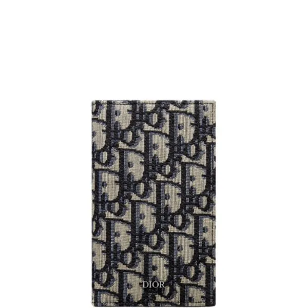 Dior Long Bi Fold Card Holder Beige And Black Oblique Jacquard 17.5cm 2esch147yse H05e
