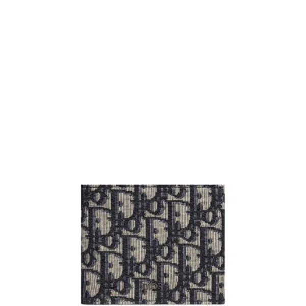 Dior Wallet Beige And Black Oblique Jacquard 11cm 2obbh027yse H05e