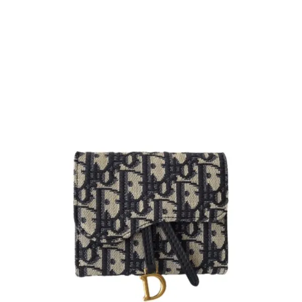 Dior Saddle Nano Pouch Blue And Beige Oblique Jacquard 11cm S5654ctzq