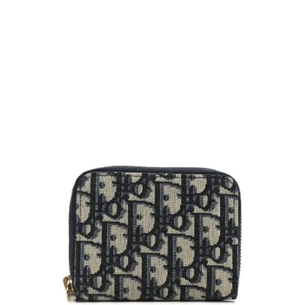 Dior Oblique Zipper Wallet Coin Pouch Beige And Black 11cm 973981