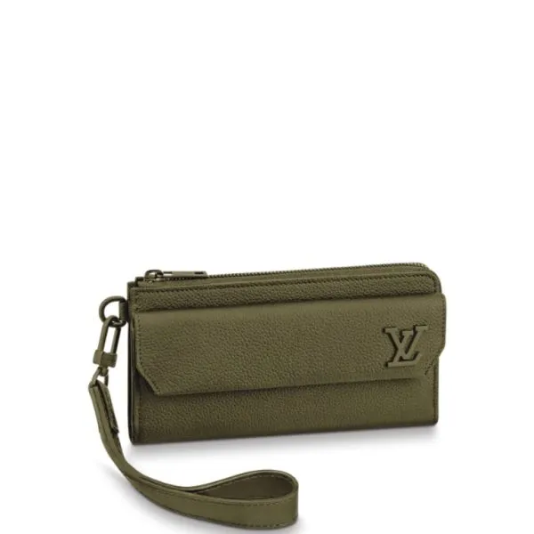 Louis Vuitton Aerogram Zippy Long Wallet Grain Leather Dark Green 20cm M69831