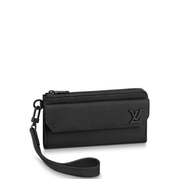 Louis Vuitton Aerogram Zippy Long Wallet Grain Leather Black 20cm M69831