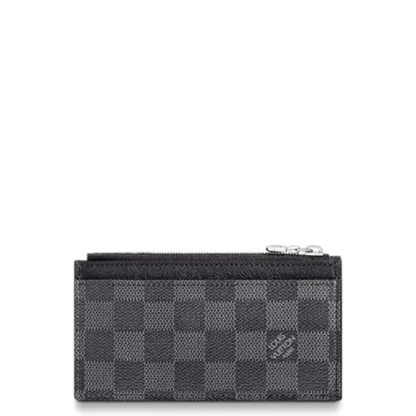 Louis Vuitton Coin Card Holder Black And Grey 14.5cm N64038