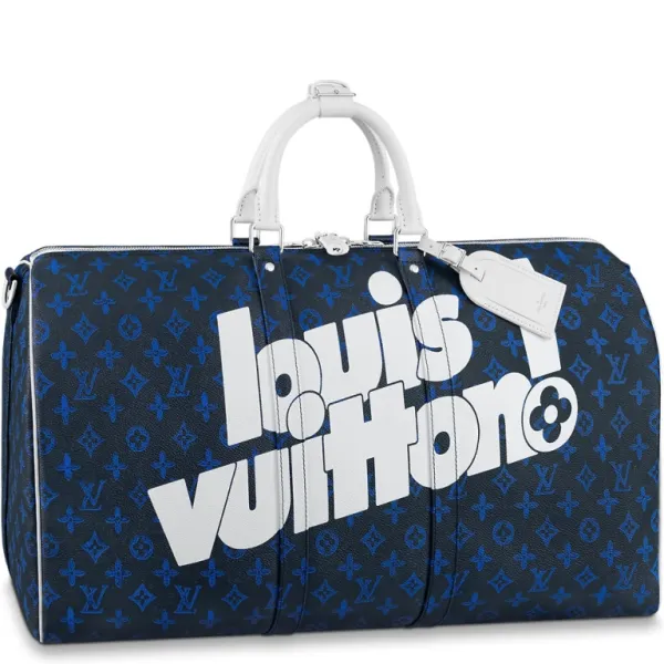 Louis Vuitton Blue Keepall Bandoulière 55 Bag