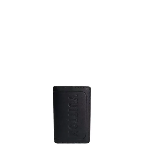 Louis Vuitton Pocket Organizer Imprinted Logo Short Wallet Black 11cm