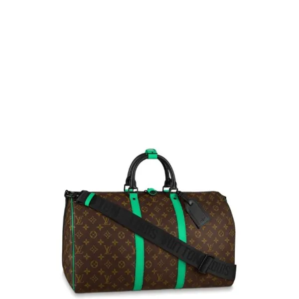 Louis Vuitton Keepall Bandoulire 50 Brown And Mint Line Macassar Canvas M46259