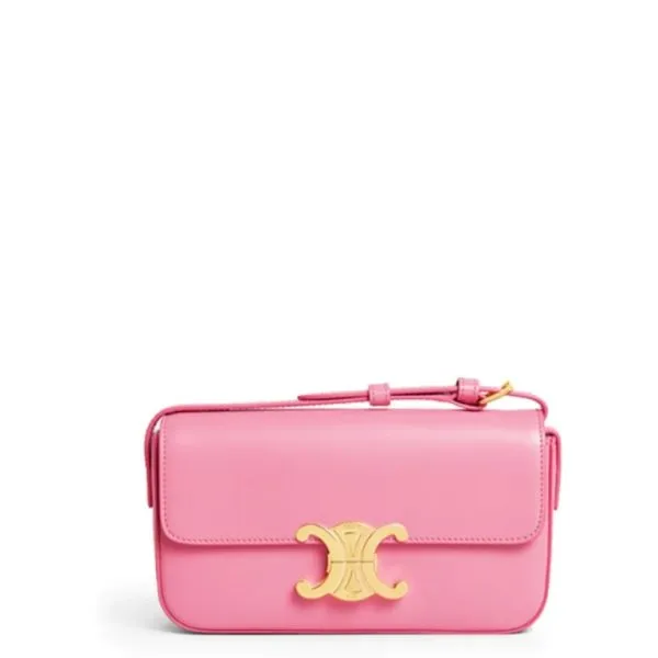 Celine Triomphe Shoulder Bag in Shiny Calfskin Pink