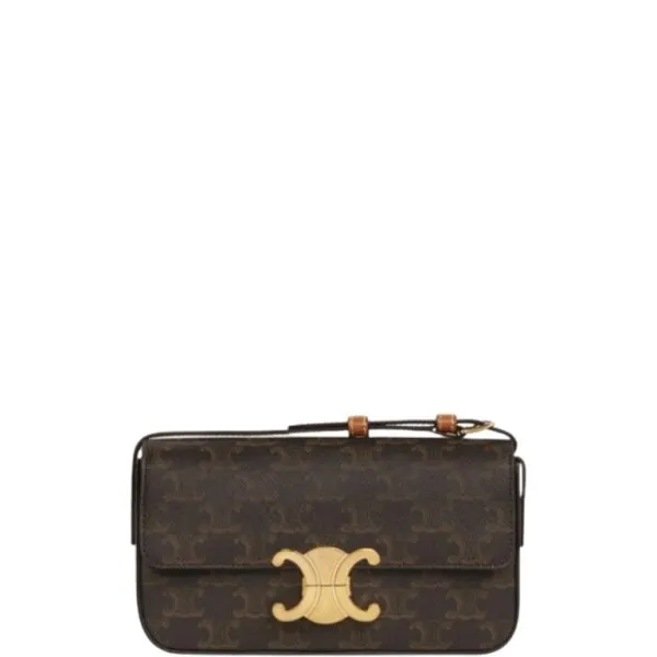Celine Triomphe Shoulder Bag in Shiny Calfskin Tan