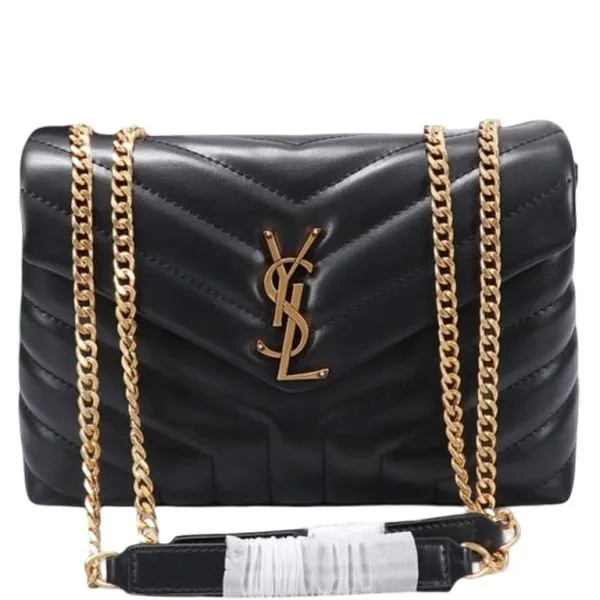 Saint Laurent Loulou Small Chain Bag in Matelasse Y Black Gold 23cm