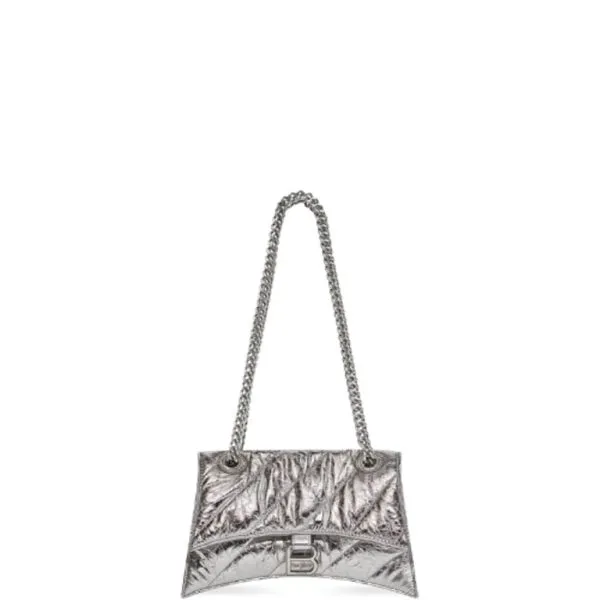 Balenciaga Crush Small Chain Bag Metallized Quilted in Silver 25cm
