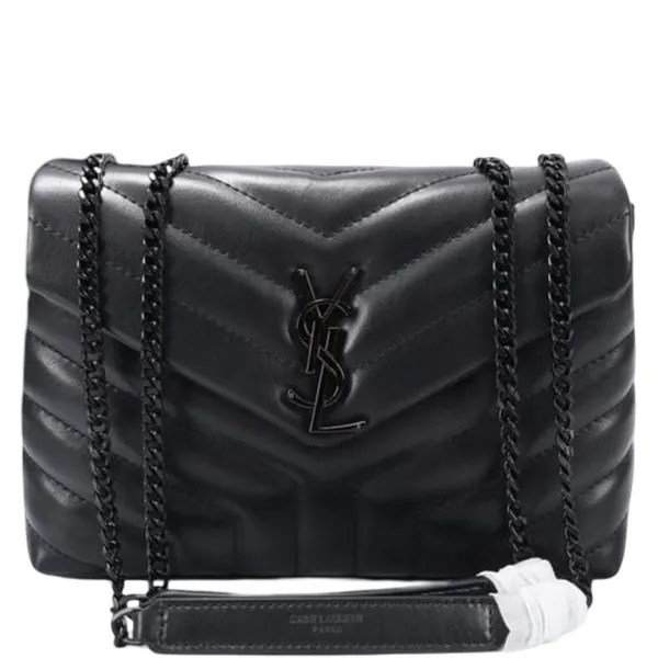 Saint Laurent Loulou Small Chain Bag in Matelasse Y Black Noir 23cm