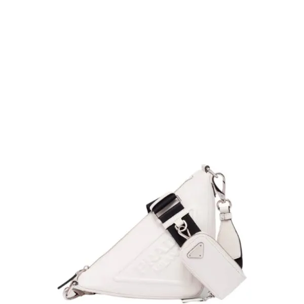 Prada Triangle Leather Mini Bag White 27cm