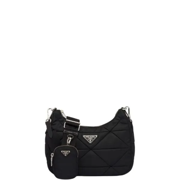 Prada Padded Leather Shoulder Bag Black 25cm