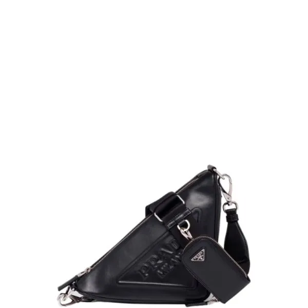 Prada Triangle Leather Mini Bag Black 27cm