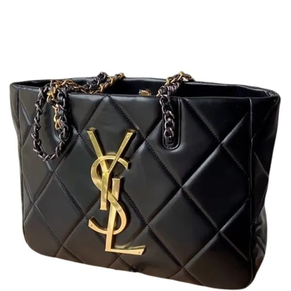 Saint Laurent Quilted Lambskin Shopping Bag Black