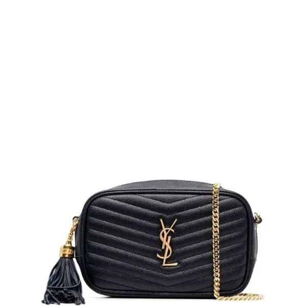 Saint Laurent Lou Camera Bag in Quilted Leather Gold Hardware Black 18cm