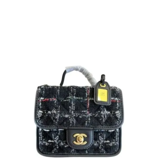 Chanel Tweed Mini Flap Bag Black 16cm
