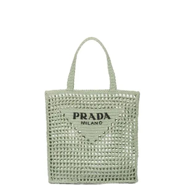 Prada Green Raffia Tote Bag