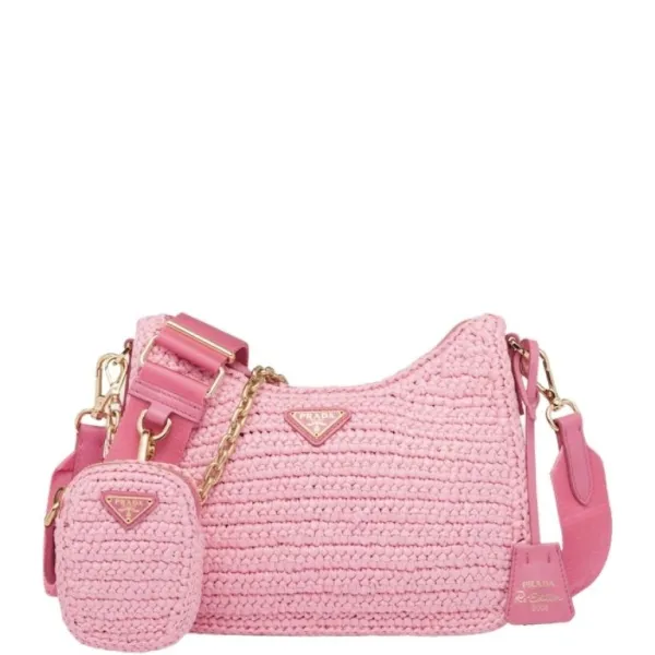 Prada Pink Raffia Bag Re-Edition 2005