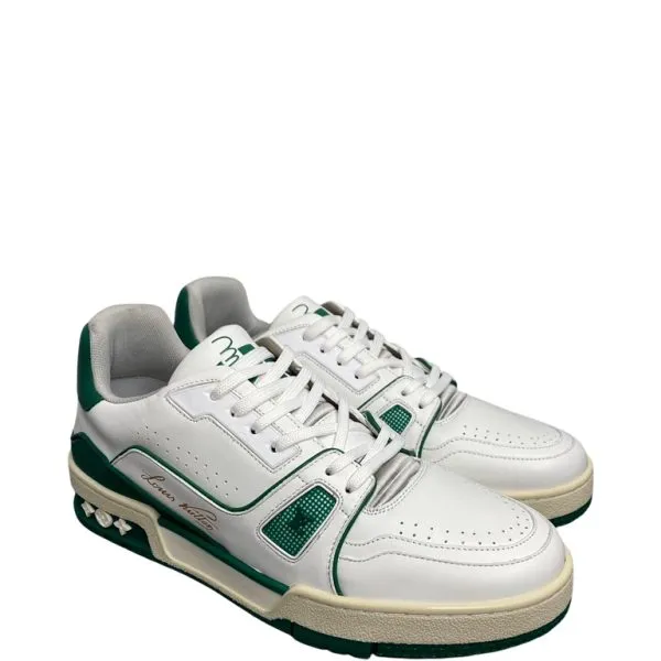 Louis Vuitton Trainer Sneaker Mix Of Materials White/Green