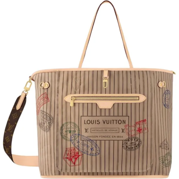 Louis Vuitton Beige Neverfull Bandoulière Inside Out GM