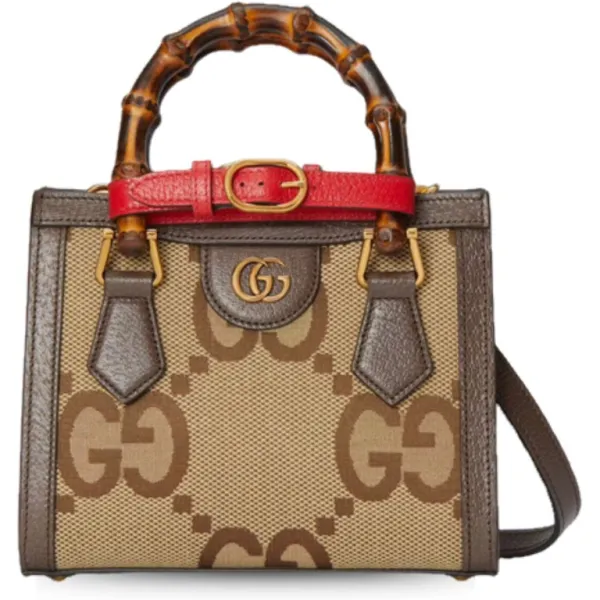 Gucci Diana Canvas Brown Jumbo GG Mini Tote Bag Camel And Ebony Jumbo GG