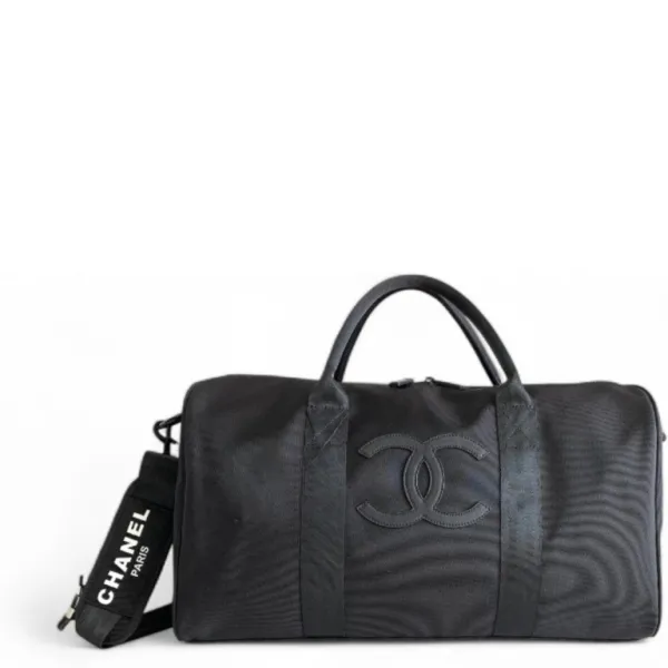 Chanel Black CC Logo Novelty Boston Travel Bag