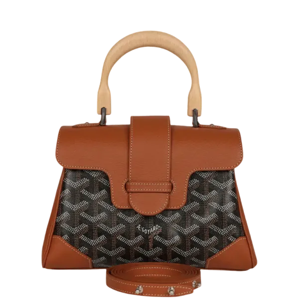 Goyard Saigon Souple Mini Bag Goyardine Canvas Black And Beige 25cm