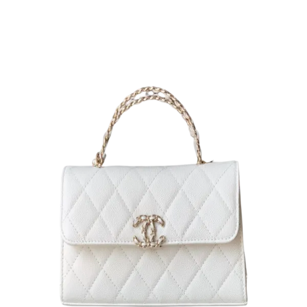 Chanel Flap Phone Holder With Chain White 18cm/7.1in