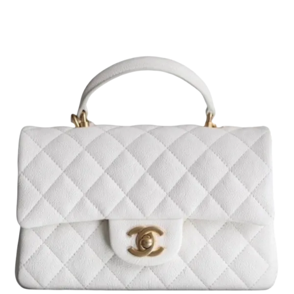 Chanel Mini Flapbag With Top Handle White