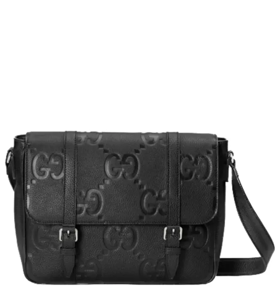 Gucci 12.2in/31cm Messeger Bag Black GG Jumbo Medium