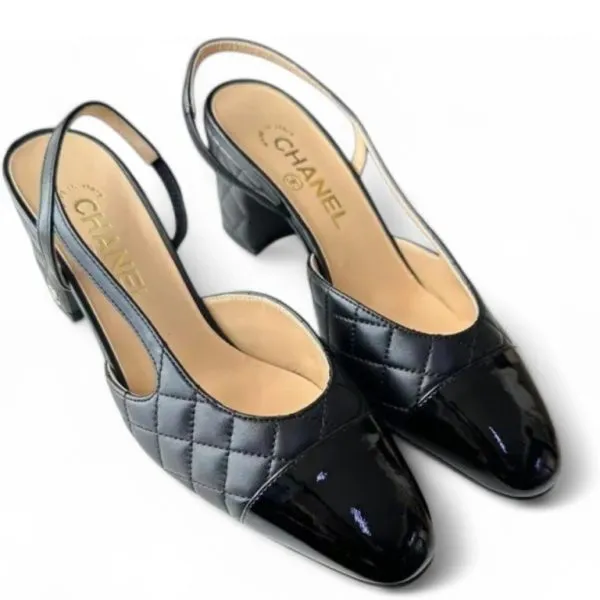 Chanel Patent Slingback Pumps Black