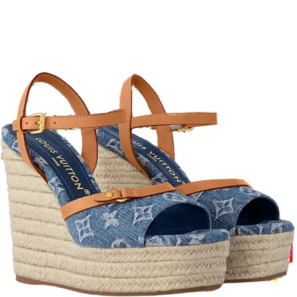 Louis Vuitton Sandal Blue Helios Wedge