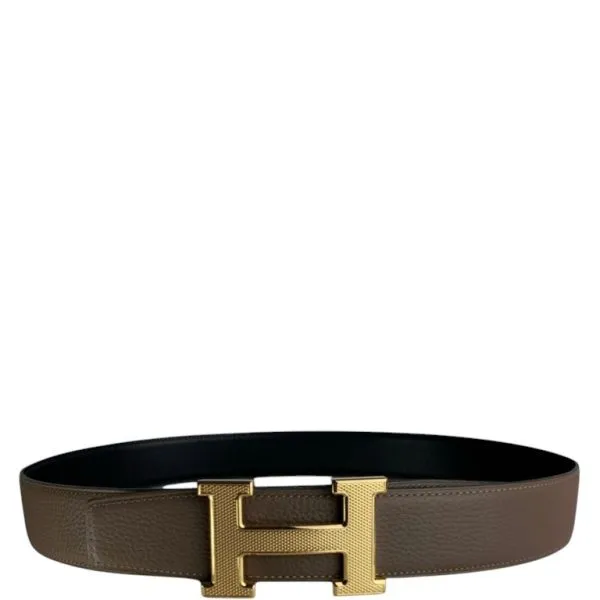 Hermes's Belt Togo Swift Gold Buckle Light Brown 38mm