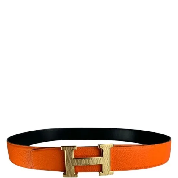Hermes's Belt Togo Swift Gold Buckle Orange 38mm