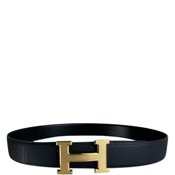 Hermes's Belt Togo Swift Gold Buckle Black 38mm